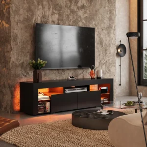 TV Stand for 60 to 70 Inch TV with LED Lights 2 Drawers