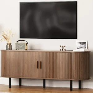 TV Table with Sliding Doors Storage