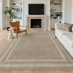 Scalloped Washable Rugs 8x10,