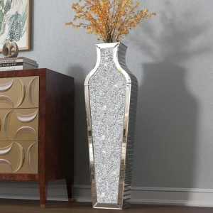Crushed Diamond Decorative Mirrored Floor Vase