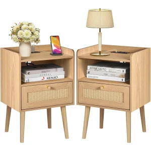 Night Stand Set with Charging Station
