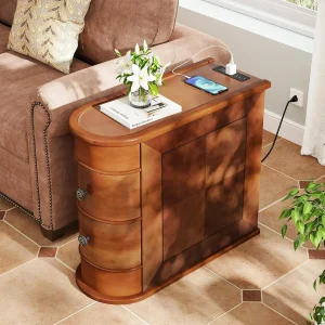 Wood End Table, 2-Drawer